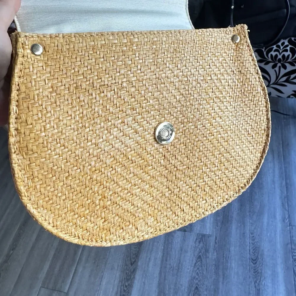 Lilly Pulitzer Sirena Straw One Shoulder Crossbody Bag Natural Boho Hippie - Picture 9 of 16